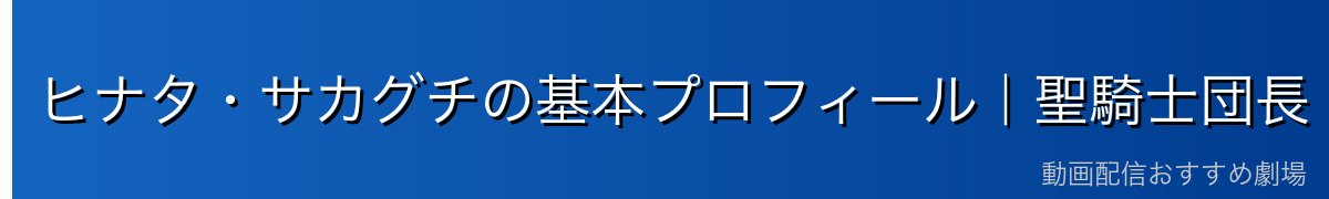 ヒナタ・サカグチの基本プロフィール｜聖騎士団長・最強の人間
