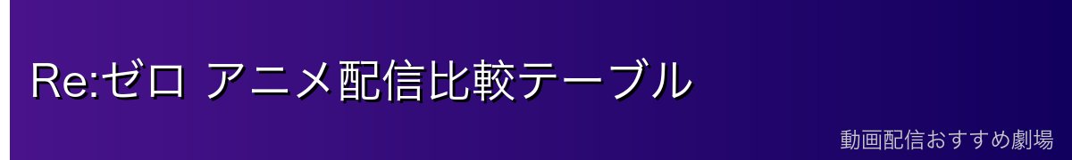 Re:ゼロ アニメ配信比較テーブル