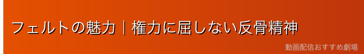 フェルトの魅力|権力に屈しない反骨精神