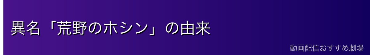 異名「荒野のホシン」の由来
