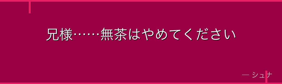 兄様……無茶はやめてください