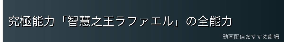 究極能力「智慧之王ラファエル」の全能力