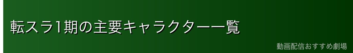 転スラ1期の主要キャラクター一覧
