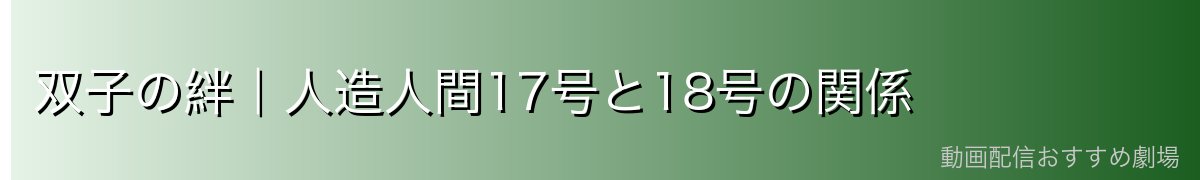 双子の絆｜人造人間17号と18号の関係