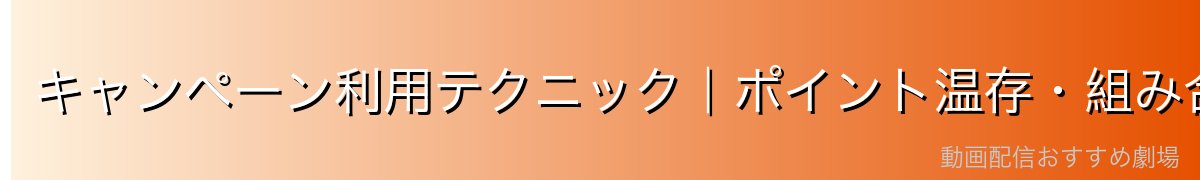 キャンペーン利用テクニック｜ポイント温存・組み合わせ術