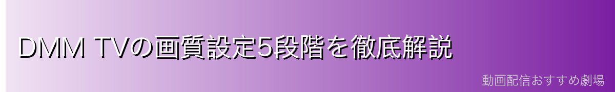 DMM TVの画質設定5段階を徹底解説