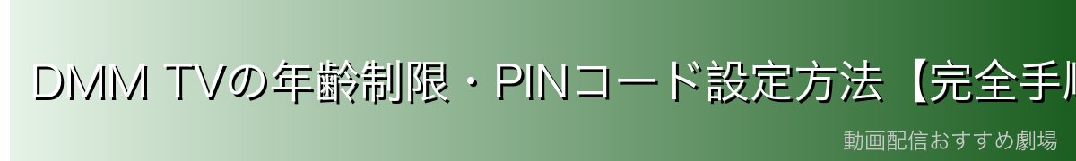DMM TVの年齢制限・PINコード設定方法【完全手順】