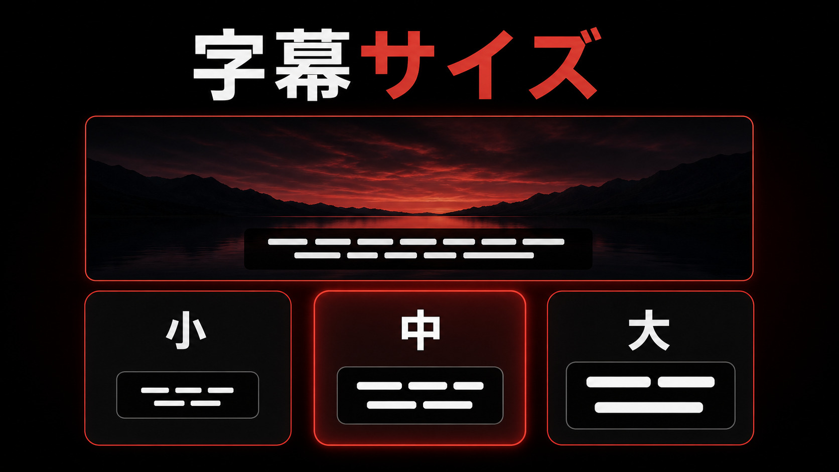 DMM TVの字幕サイズ設定を示すImage2図解