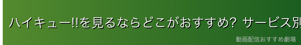 ハイキュー!!を見るならどこがおすすめ？サービス別比較