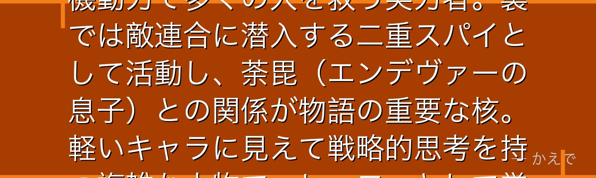 ホークス(本名:鷹見敏也)は無数の羽根を操る「剛翼」の個性を持つNo.2プロヒーロー!鋭い直感と機動力で多くの人を救う実力者。裏では敵連合に潜入する二重スパイとして活動し、荼毘(エンデヴァーの息子)との関係が物語の重要な核。軽いキャラに見えて戦略的思考を持つ複雑な人物で、ヒーローとして覚悟の重さをヒロアカ後半で見せるんだよ!