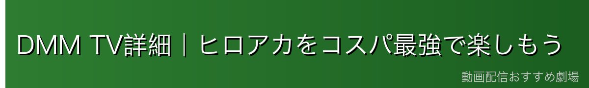 DMM TV詳細｜ヒロアカをコスパ最強で楽しもう