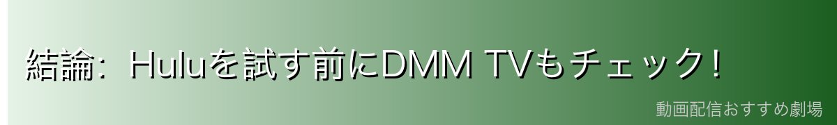 結論:Huluを試す前にDMM TVもチェック!