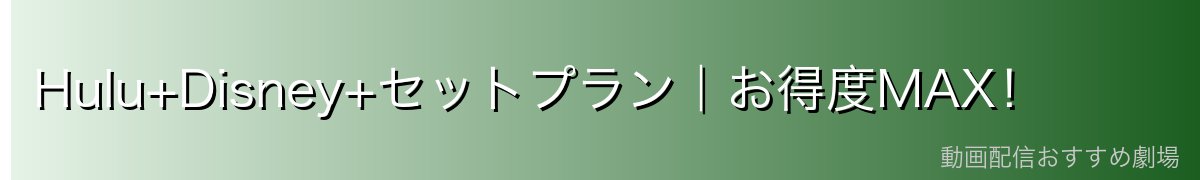 Hulu+Disney+セットプラン|お得度MAX!