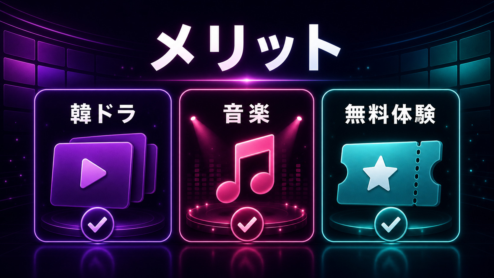 Leminoのメリットを韓ドラ・音楽・無料体験で示すImage2図解