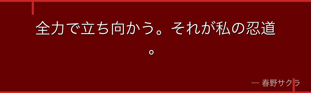 全力で立ち向かう。それが私の忍道。
