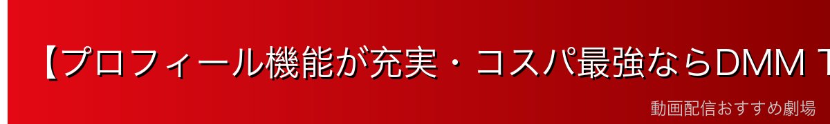 【プロフィール機能が充実・コスパ最強ならDMM TV】