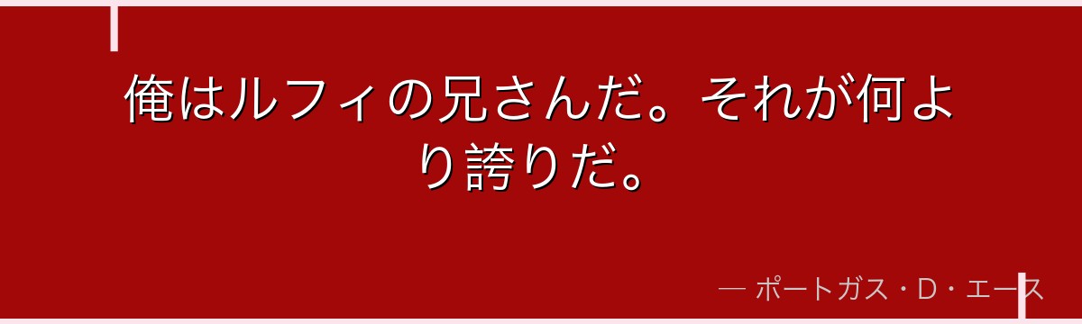 俺はルフィの兄さんだ。それが何より誇りだ。