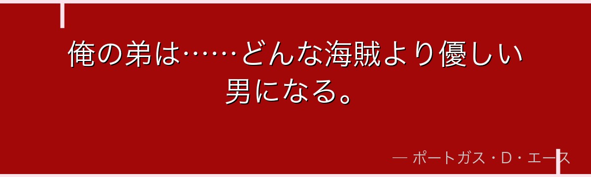 俺の弟は……どんな海賊より優しい男になる。