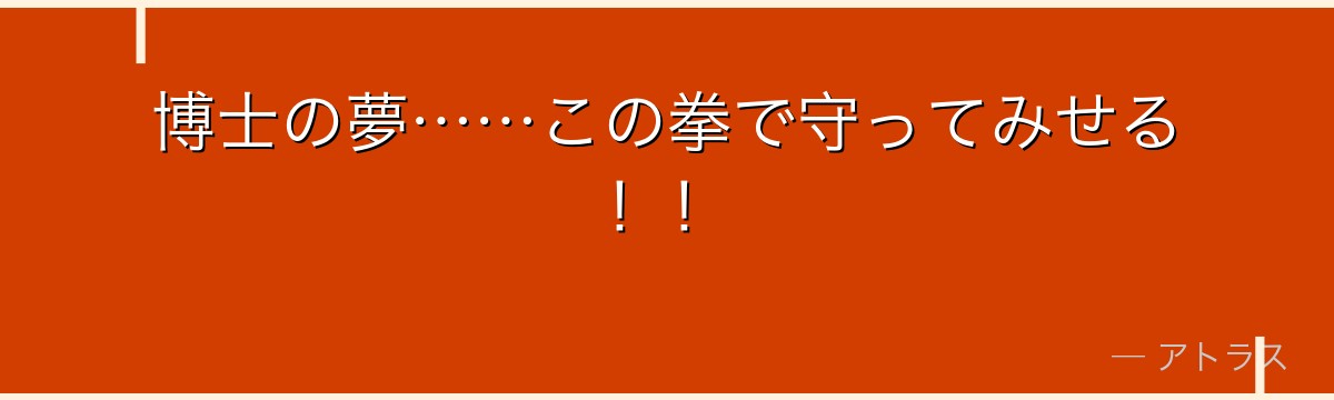 博士の夢……この拳で守ってみせる!!