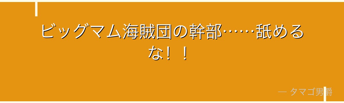 ビッグマム海賊団の幹部……舐めるな!!