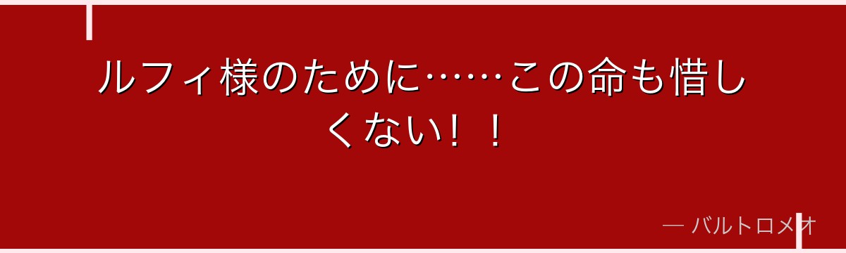 ルフィ様のために……この命も惜しくない!!