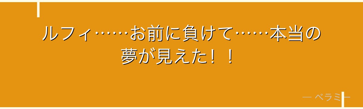 ルフィ……お前に負けて……本当の夢が見えた!!