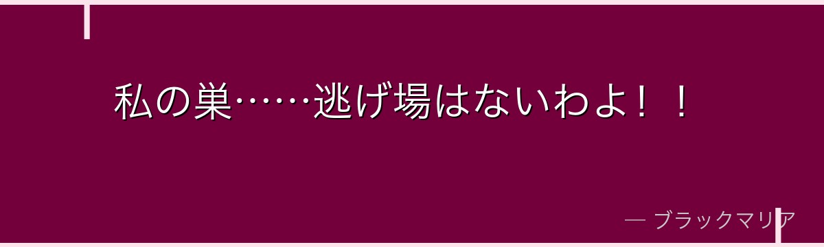 私の巣……逃げ場はないわよ!!