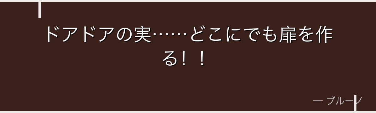 ドアドアの実……どこにでも扉を作る!!