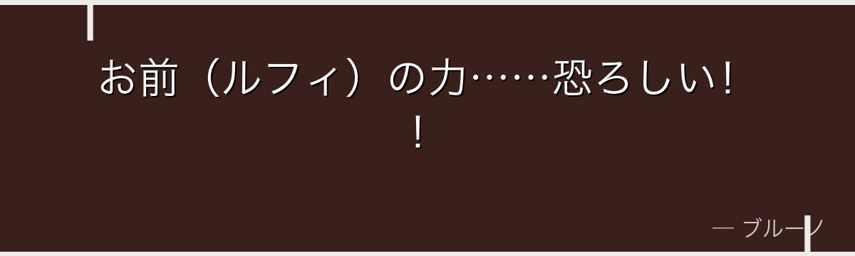 お前(ルフィ)の力……恐ろしい!!