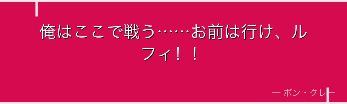 俺はここで戦う……お前は行け、ルフィ!!