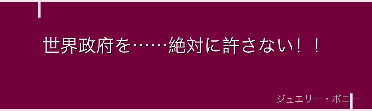 世界政府を……絶対に許さない!!
