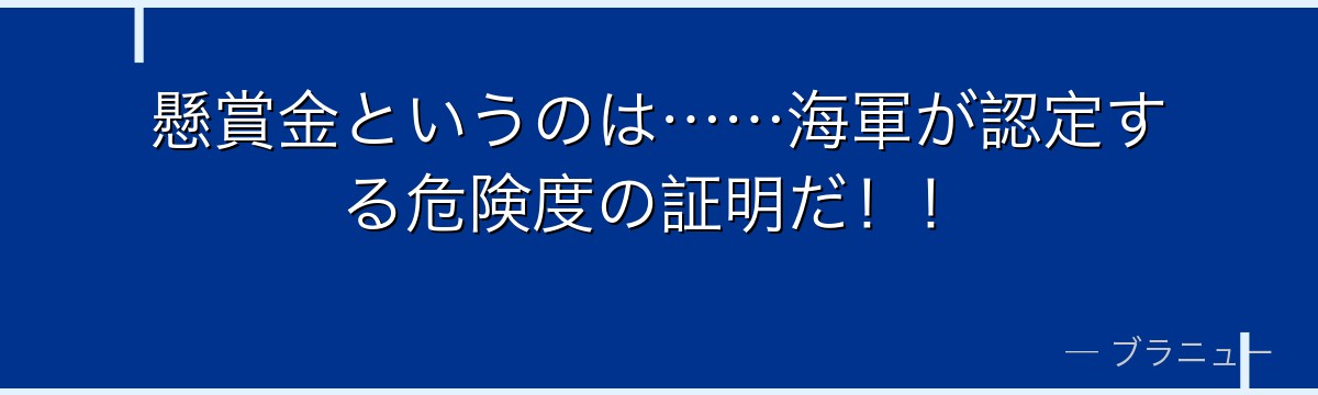 懸賞金というのは……海軍が認定する危険度の証明だ！！