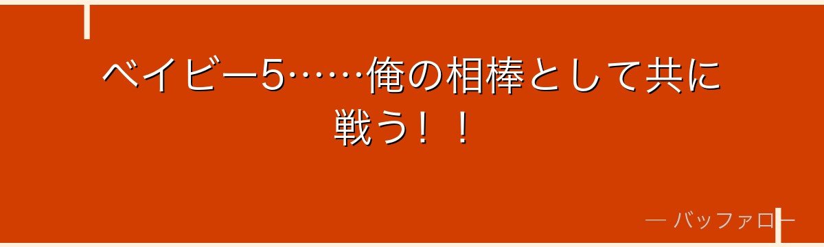 ベイビー5……俺の相棒として共に戦う！！