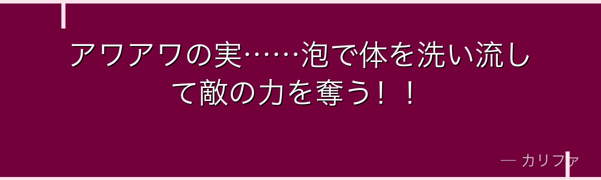 アワアワの実……泡で体を洗い流して敵の力を奪う！！