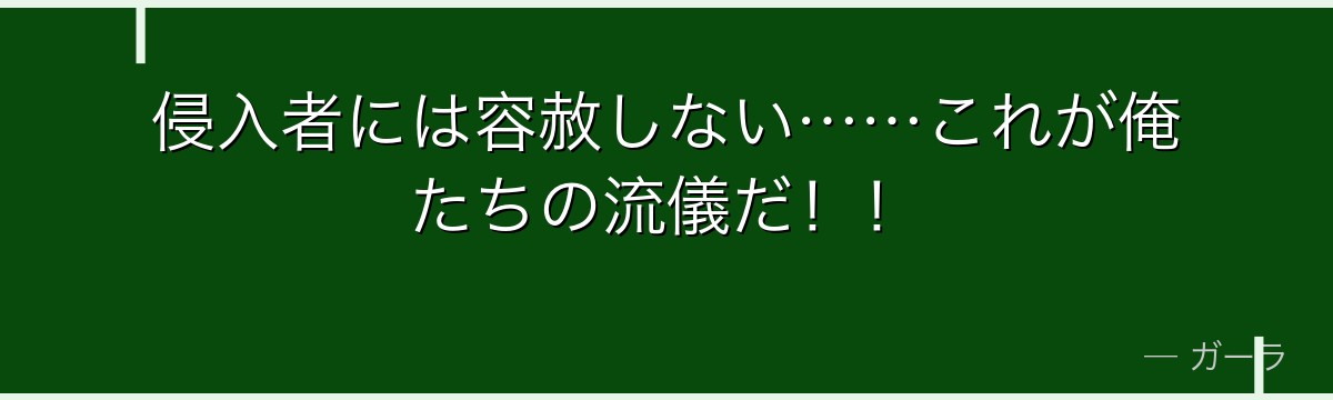 侵入者には容赦しない……これが俺たちの流儀だ！！