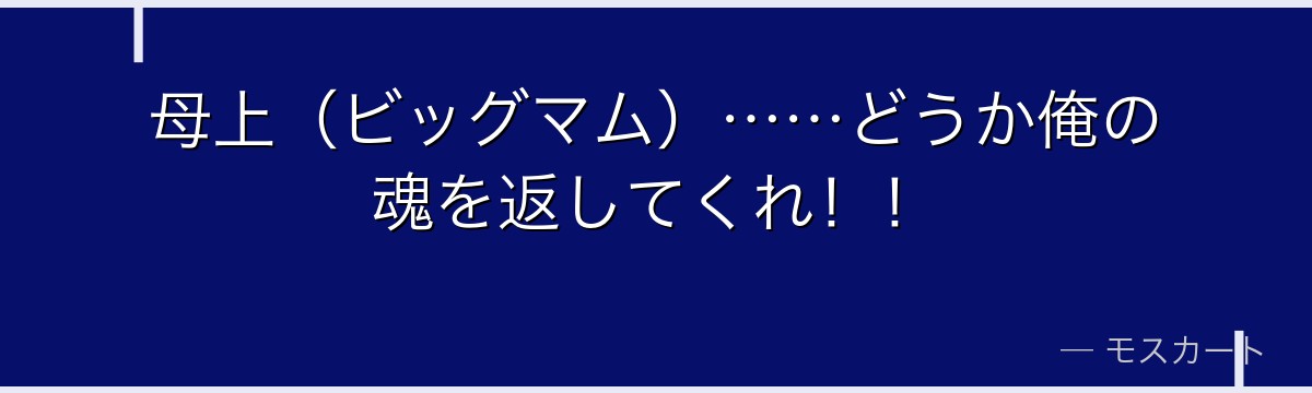 母上（ビッグマム）……どうか俺の魂を返してくれ！！