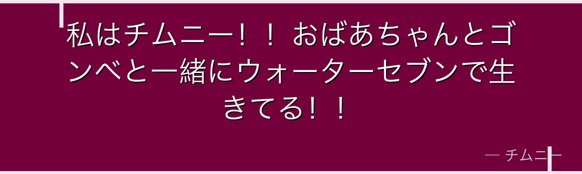 私はチムニー！！おばあちゃんとゴンベと一緒にウォーターセブンで生きてる！！