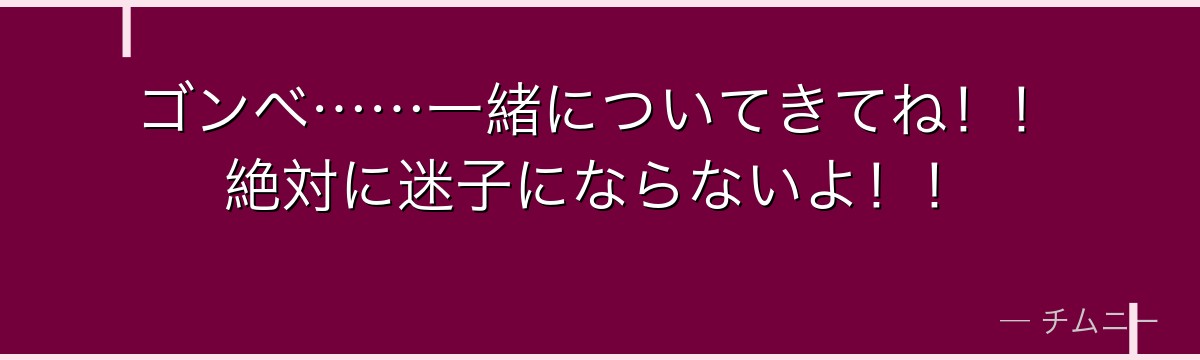 ゴンベ……一緒についてきてね！！絶対に迷子にならないよ！！