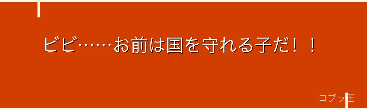 ビビ……お前は国を守れる子だ!!