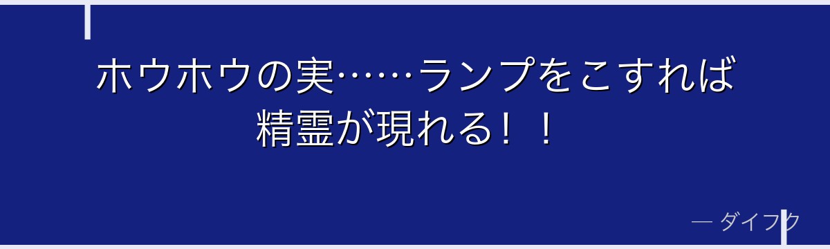 ホウホウの実……ランプをこすれば精霊が現れる!!