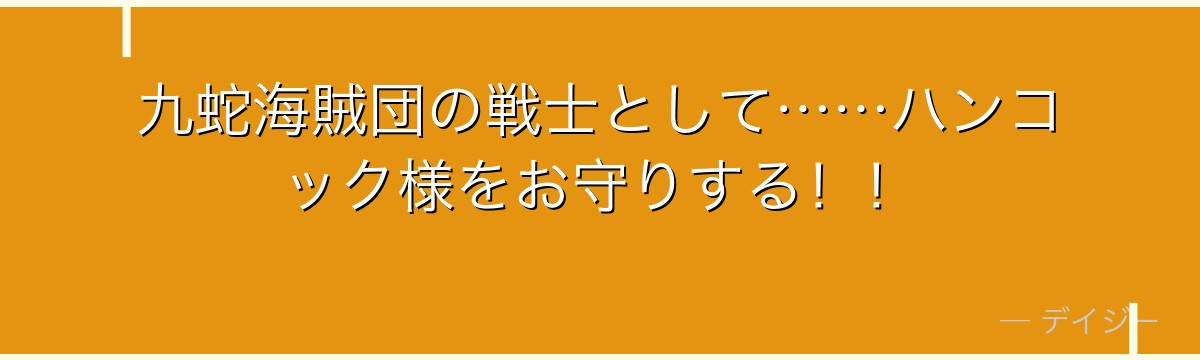 九蛇海賊団の戦士として……ハンコック様をお守りする!!