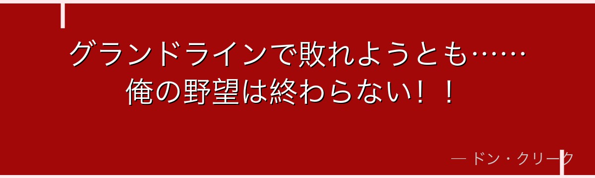 グランドラインで敗れようとも……俺の野望は終わらない！！