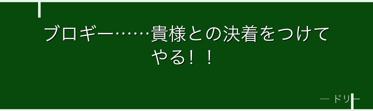 ブロギー……貴様との決着をつけてやる！！