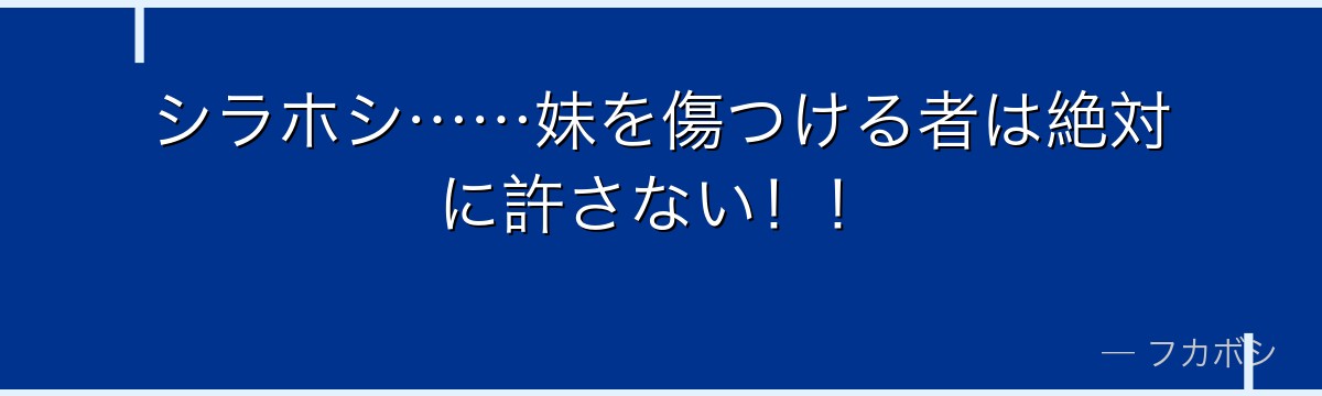 シラホシ……妹を傷つける者は絶対に許さない！！