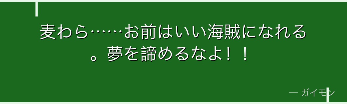 麦わら……お前はいい海賊になれる。夢を諦めるなよ!!