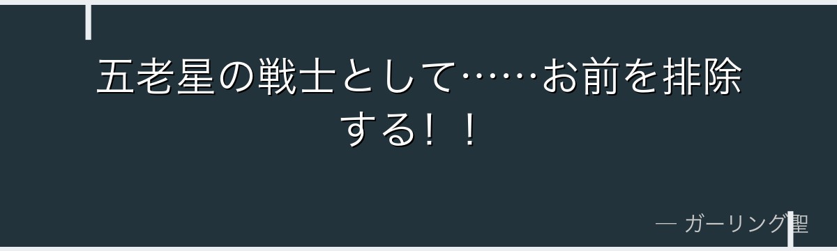 五老星の戦士として……お前を排除する!!
