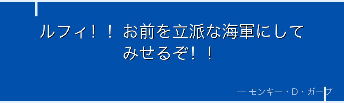 ルフィ！！お前を立派な海軍にしてみせるぞ！！