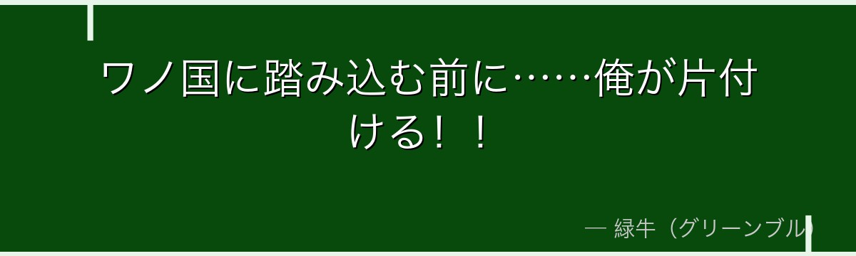 ワノ国に踏み込む前に……俺が片付ける!!