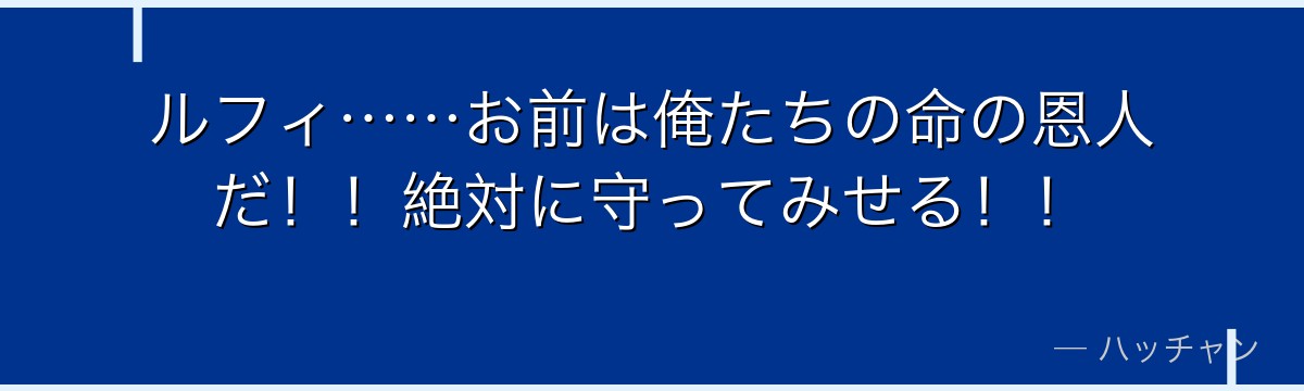 ルフィ……お前は俺たちの命の恩人だ!!絶対に守ってみせる!!