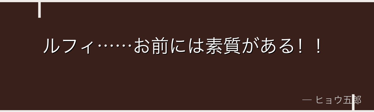 ルフィ……お前には素質がある!!